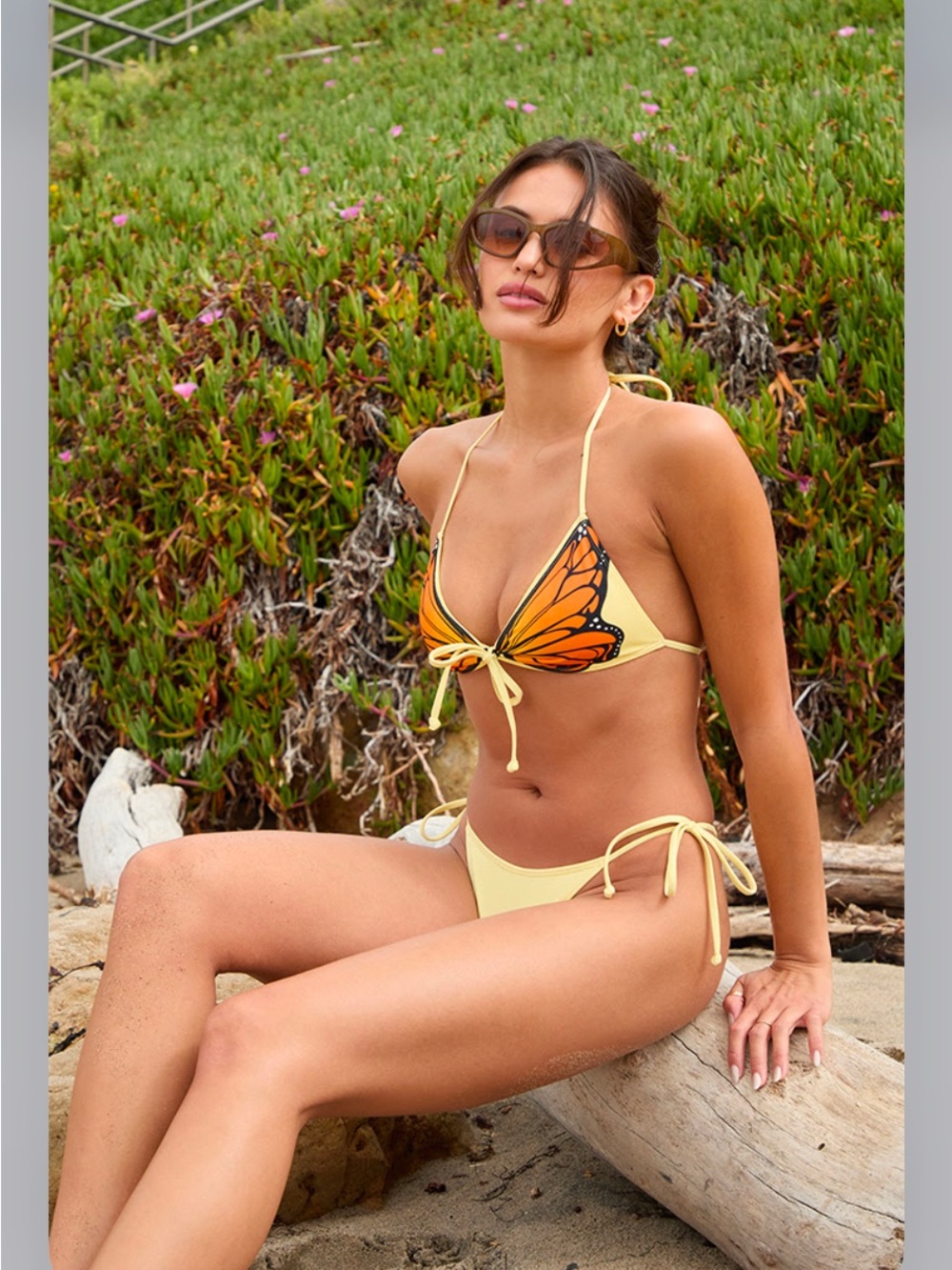 Yellow Butterfly-Print Triangle Bikini Top (Sold out online!)